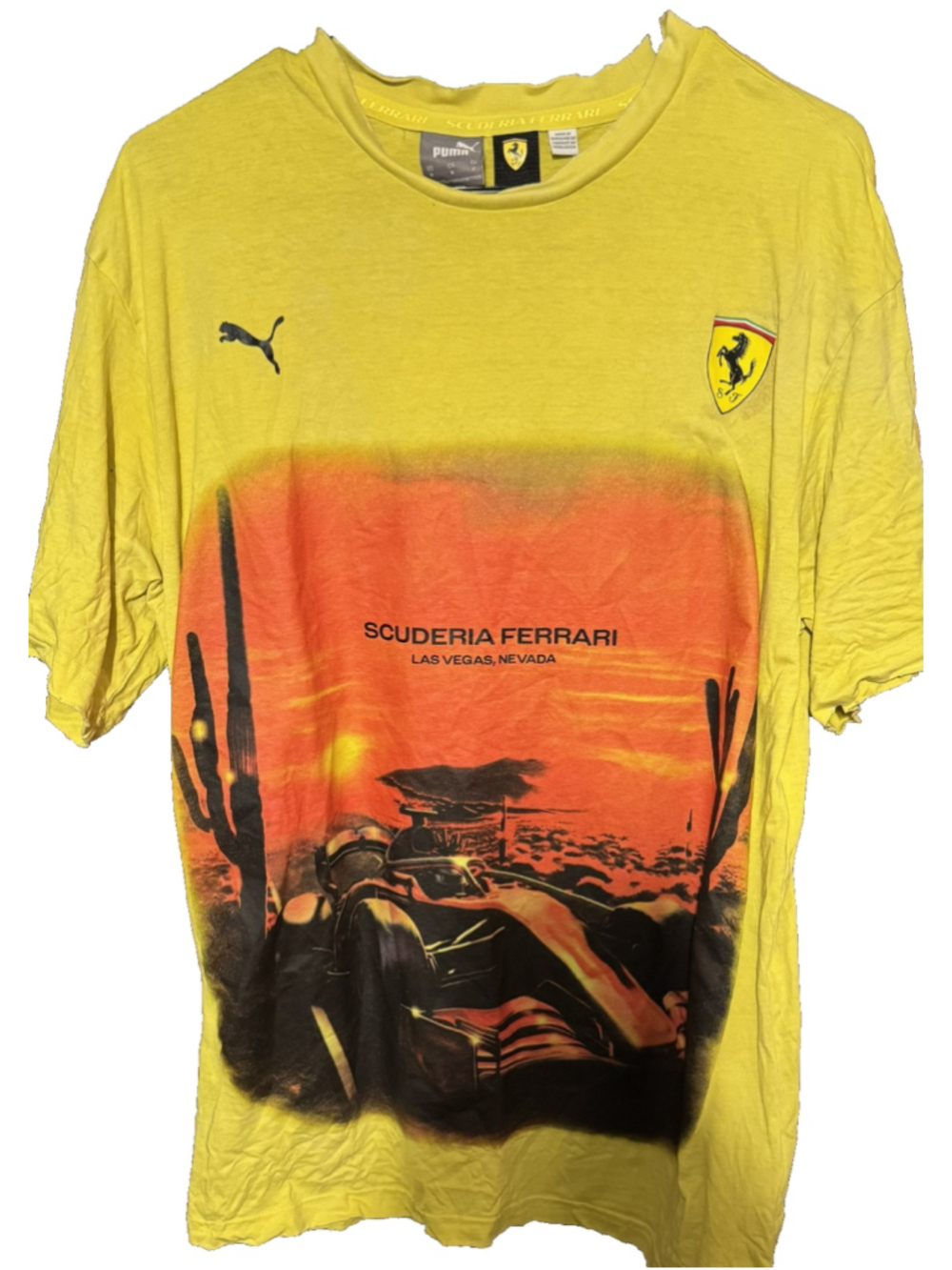 Ferrari Scuderia Las Vegas Puma T-Shirt Men's Sz M Yellow